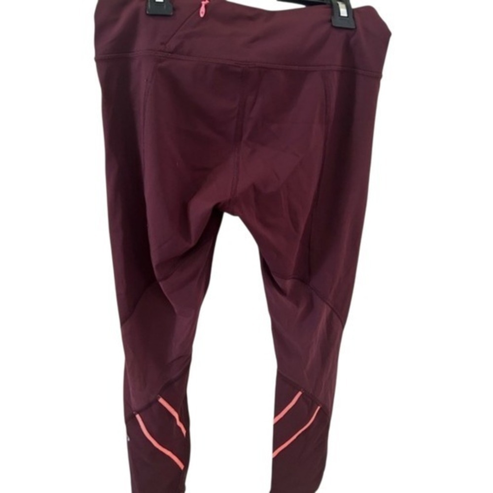 Lululemon Tight Stuff Tight Burgundy Mesh Panel Running Leggings Pink Zip Size 6 - Picture 3 of 11